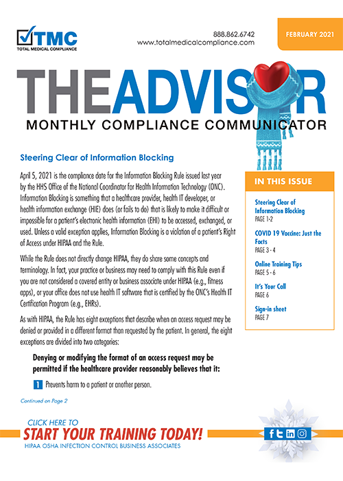 Total Medical Compliance Newsletter February 2021 picture