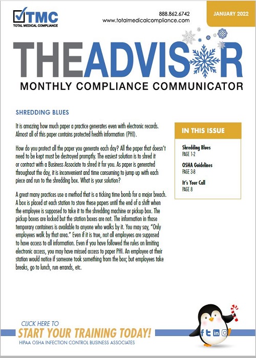 Total Medical Compliance Newsletter Front Page January 2022 Total 