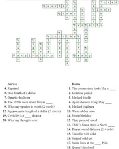 May Fun crossword puzzle Answers for Its your call May 2020