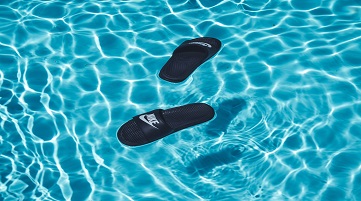 sandles floating in the pool warmer weather
