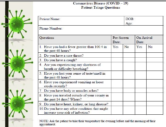 triage questionaire